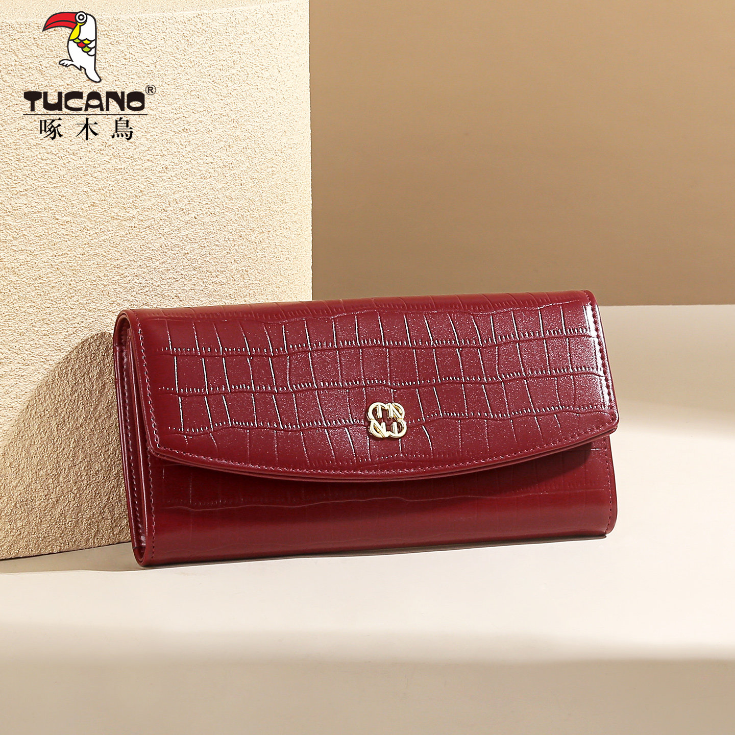 啄木鸟长款真皮钱包女士2025新款高级质感鳄鱼纹大三折多卡位票夹,淘宝优惠券,粉丝福利购,淘宝优惠卷