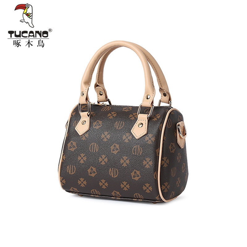 啄木鸟2022新款夏季单肩波士顿包 啄木鸟女士包袋