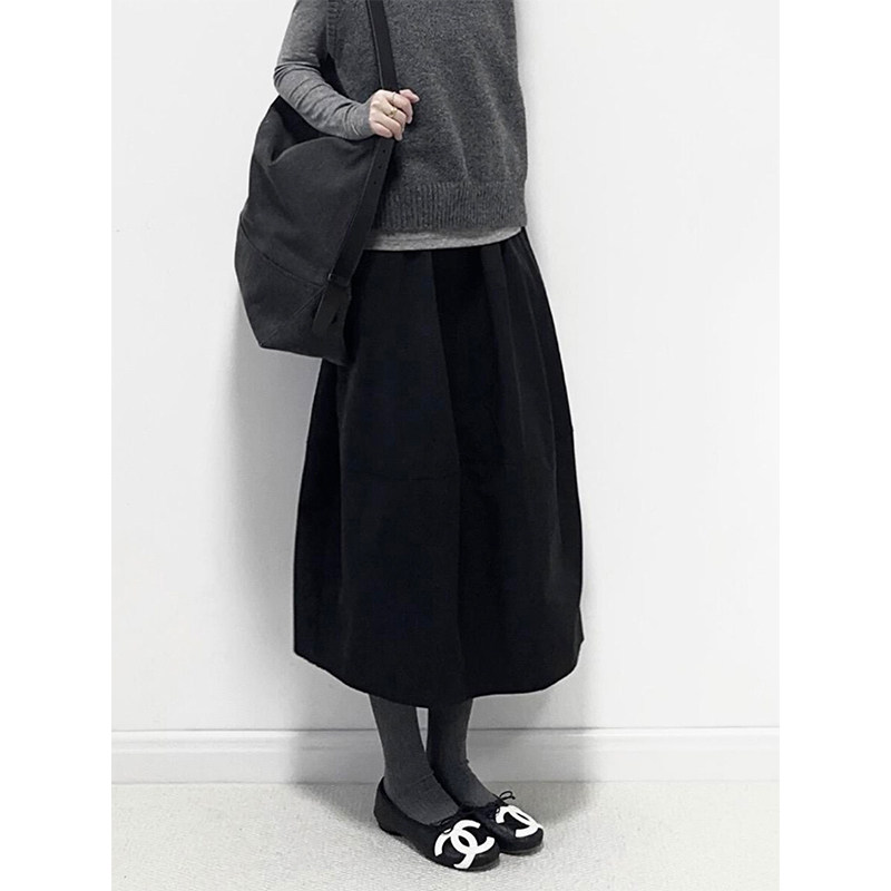 大码黑色毛呢花苞半身裙女胖妹妹高腰mm显瘦遮胯蓬蓬中长a字伞裙,淘宝优惠券,粉丝福利购,淘宝优惠卷