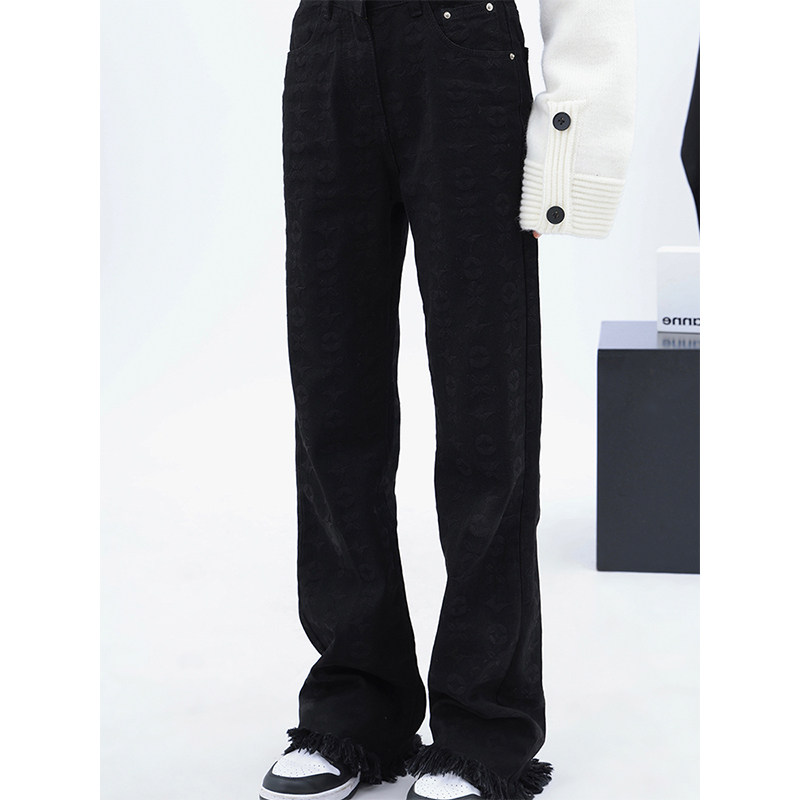 大码黑色牛仔裤女胖妹妹高腰mm宽松弹力微喇叭显瘦拖地阔腿裤百搭,淘宝优惠券,粉丝福利购,淘宝优惠卷