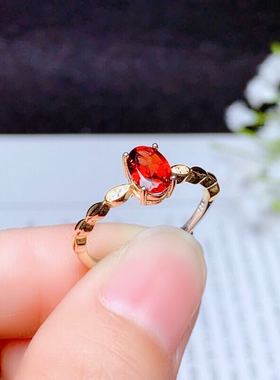 925银酒红色小蛮腰石榴石戒指