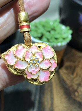 925银镀黄金珐琅彩桃花项链女小众设计感高级轻奢精致闺蜜礼物