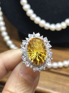 超亮烟花黄水晶戒指