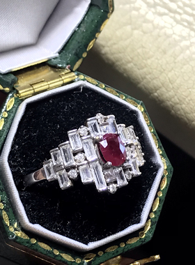 天然鸽血红宝石戒指女925银镀白金镶嵌轻奢日韩活口可调节