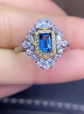 925银18k金祖母绿切工托帕石戒指