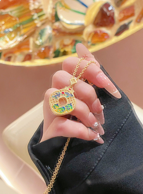 足银999纯银珐琅彩项链吊坠时尚国风首饰送自己送女友送妈妈