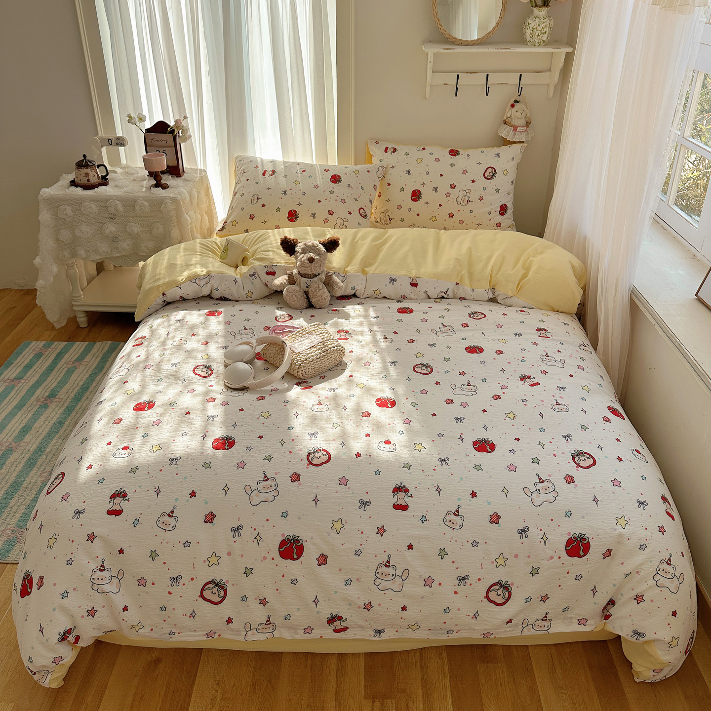 A类全棉床上用品四件套纯棉双层纱单件被套罩学生宿舍床单三件套4