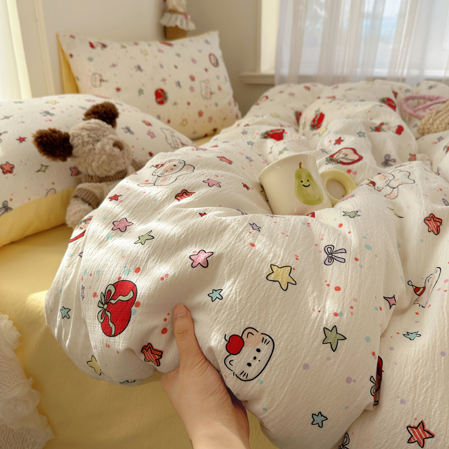 A类全棉床上用品四件套纯棉双层纱单件被套罩学生宿舍床单三件套4