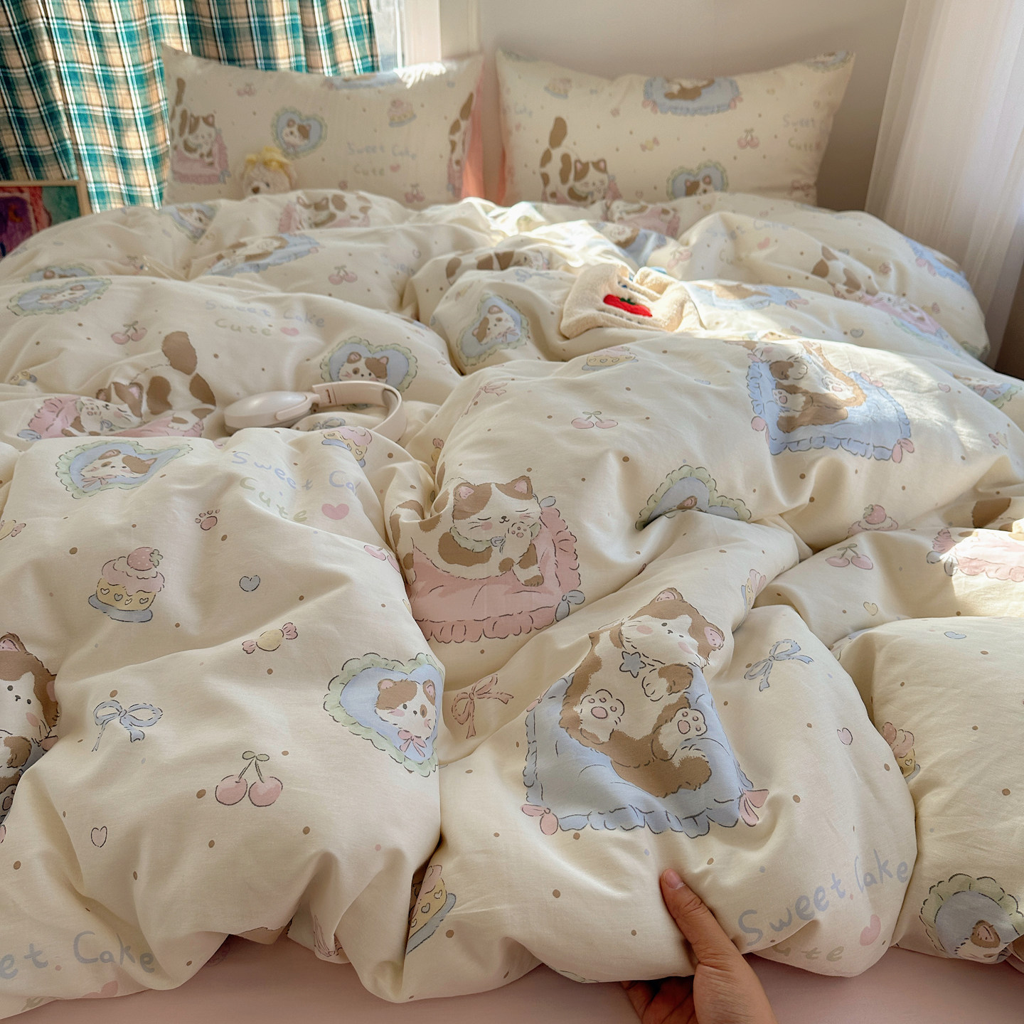 卡通印花纯棉床上四件套100全棉被套可爱儿童床品宿舍床单三件套4,淘宝优惠券,粉丝福利购,淘宝优惠卷