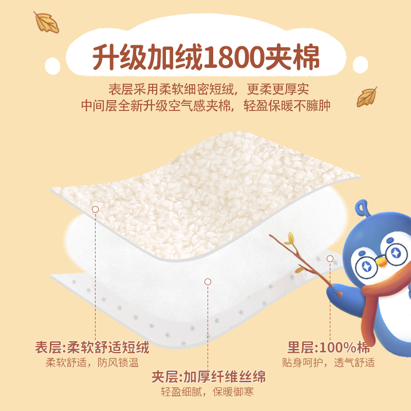 柠檬爬爬婴儿夹棉服冬季加绒加厚保暖连体衣宝宝可爱外出连帽哈衣