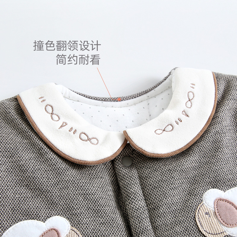 柠檬爬爬婴儿连体衣服冬季夹棉保暖棉服宝宝加厚洋气外出哈衣冬装