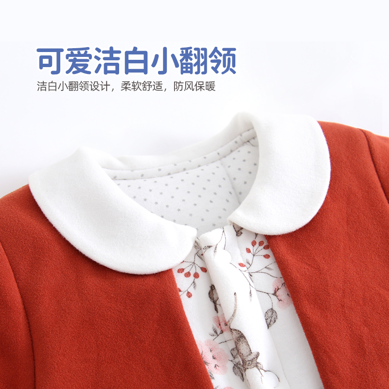柠檬爬爬女宝宝棉服冬季夹棉连体衣婴儿棉衣冬装加厚保暖可爱哈衣
