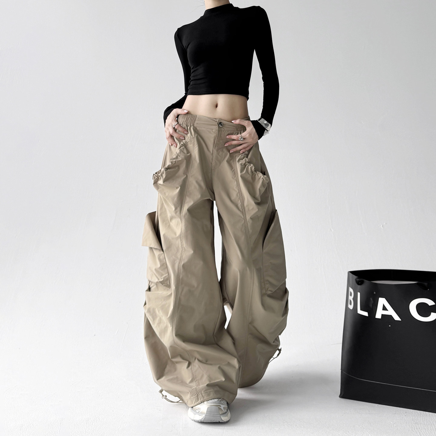2025早秋季新款女休闲裤女高腰显瘦宽松百搭高个子秋装爆款阔腿裤,淘宝优惠券,粉丝福利购,淘宝优惠卷