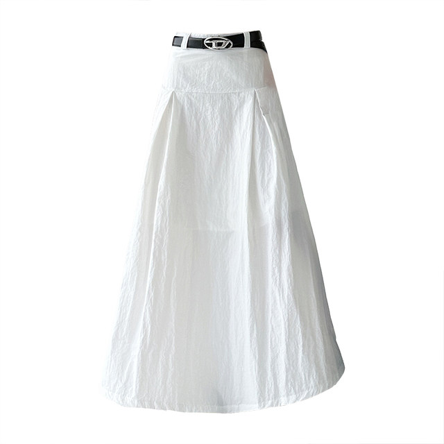 Long high waist slim and versatile A-line long skirt