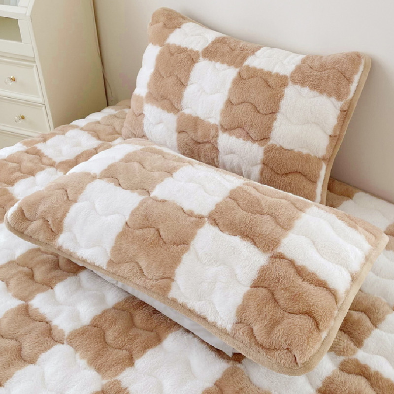 牛奶珊瑚绒枕套一对装棋盘格加厚枕套单个48*74cm枕芯内胆套冬季,淘宝优惠券,粉丝福利购,淘宝优惠卷