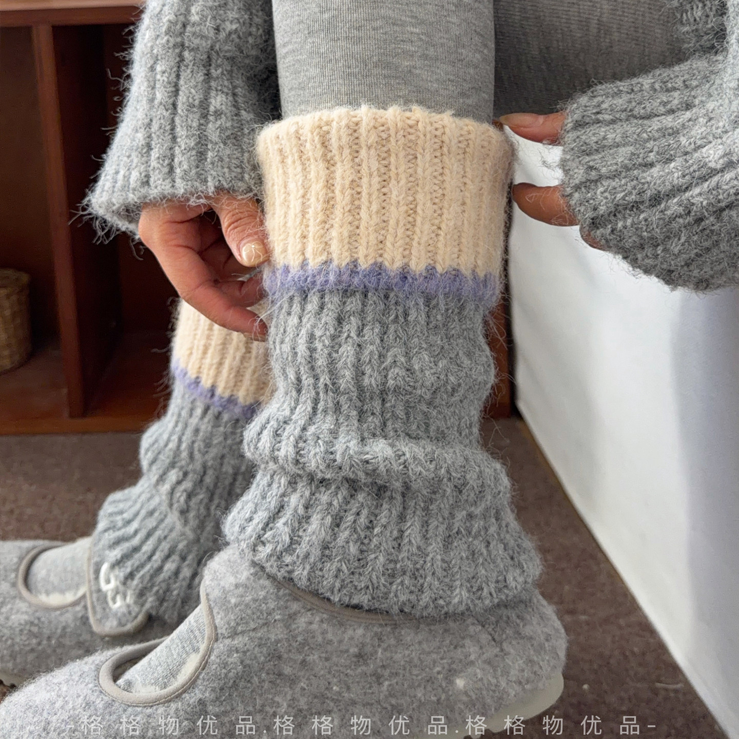 加厚堆堆袜套女秋冬季2025年新款针织韩系保暖腿套含羊毛配雪地靴,淘宝优惠券,粉丝福利购,淘宝优惠卷