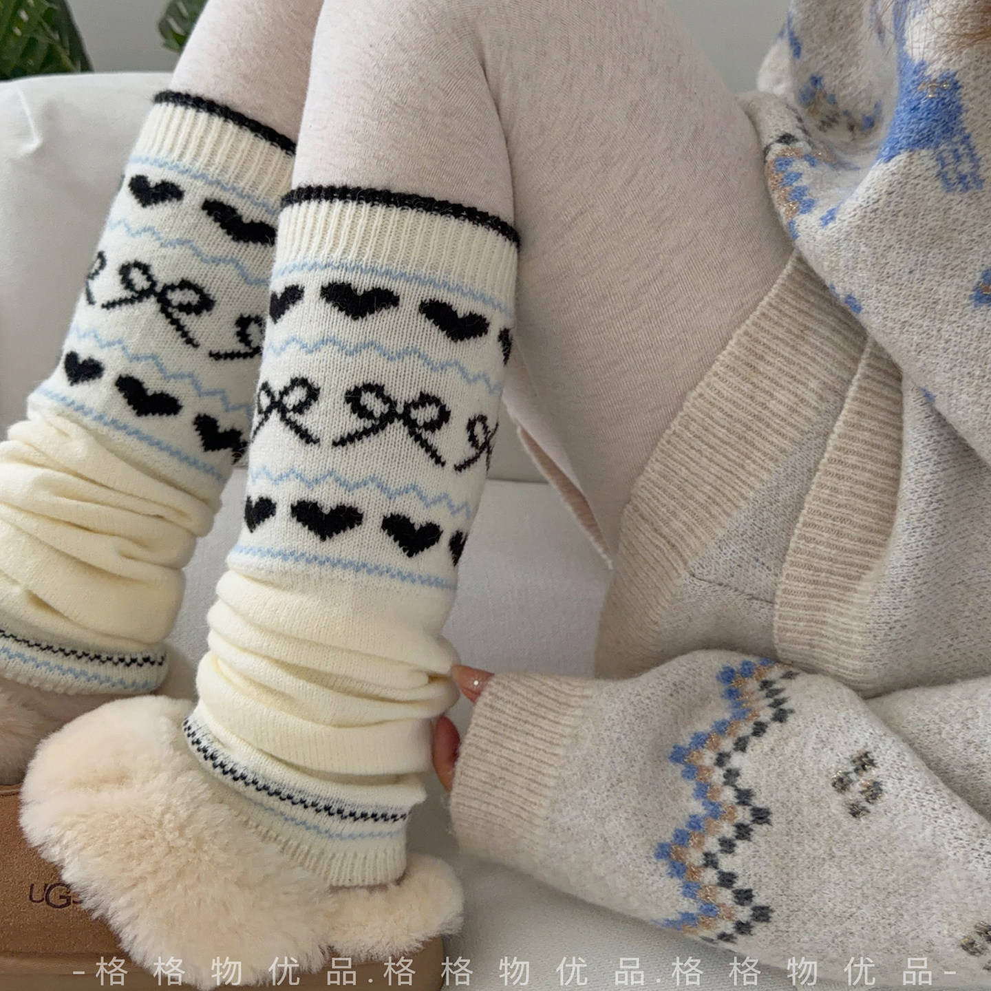 韩系费尔岛堆堆袜套女秋冬2025新款加厚保暖叠穿小腿套女配雪地靴,淘宝优惠券,粉丝福利购,淘宝优惠卷