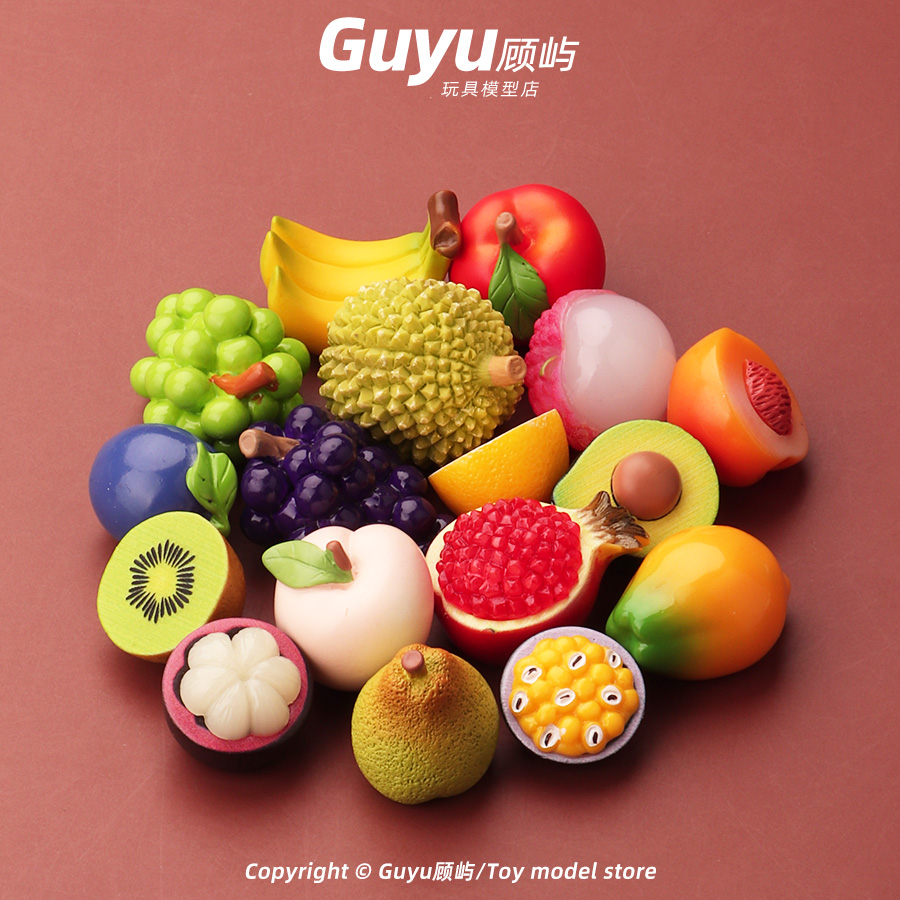 仿真迷你小水果模型盲袋食玩微缩摆件榴莲葡萄苹果香蕉荔枝玩具 - 图2