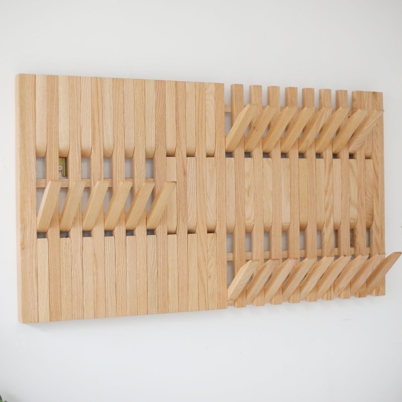 钢琴键衣帽架钢琴键挂衣板墙壁置物架电表箱遮挡红橡木木条挂钩 - 图3