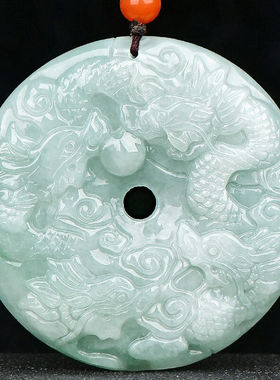 可玉可求38妇女节礼物翡翠龙牌吊坠男款翡翠淡绿生肖龙玉坠玉石挂