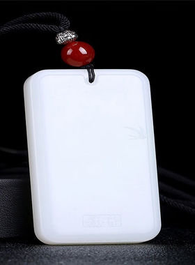 安道子和田羊脂玉平安无事牌吊坠男福音挂件蝙蝠玉坠玉石琴牌子玉