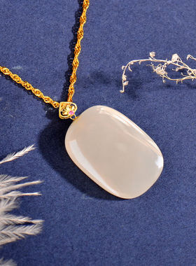 林凤物平安无事牌和田玉平安牌吊坠金镶玉女士玉石吊坠纯玉真玉真