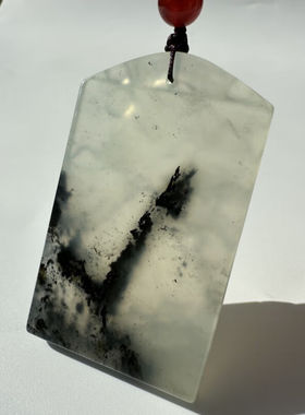 卡古兰（KAGULAN）山水玉石吊坠岫玉岫岩玉水墨玉山水牌玉坠项链