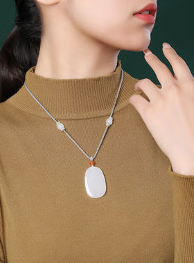 净心石和田玉无事牌吊坠男女款羊脂白玉平安无事牌玉坠