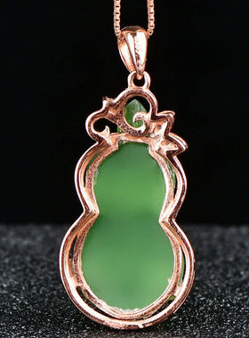 可玉可求38妇女节礼物孤品猫眼和田玉葫芦吊坠女款银镶嵌碧玉玉石