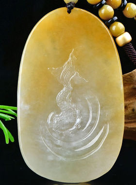 千载一玉女神节礼物【孤品】翡翠关公吊坠男士飘黄翡关二爷珠宝玉