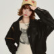 Girlyhalo American retro fur detachable collar textured jacketed ຫນັງ jacket ຂອງແມ່ຍິງດູໃບໄມ້ລົ່ນແລະລະດູຫນາວໃຫມ່ການອອກແບບເທິງ