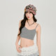 Girlyhalo American retro printed oblique shoulder ribbon short-sleeved T-shirt suit women's summer new drawstring slim top