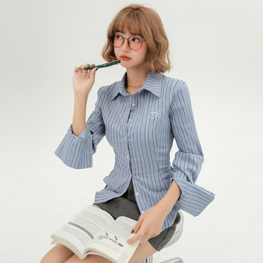 Girls' halo slim American college style long-sleeved shirt