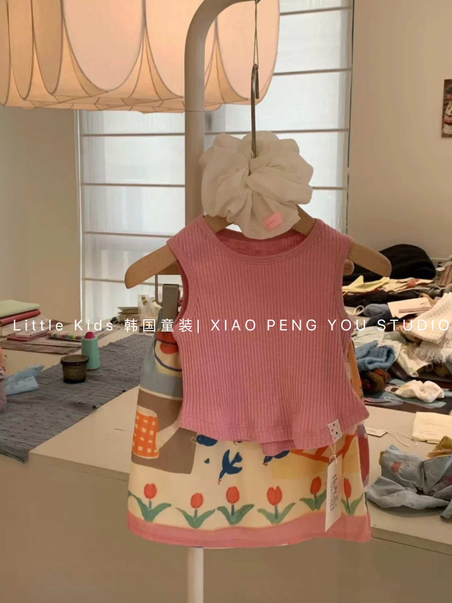 女童短袖T恤套装夏装2026坑条背心+半身裙女宝吊带涂鸦半裙两件套,淘宝优惠券,粉丝福利购,淘宝优惠卷