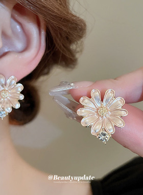 多巴胺花朵镶钻项链套装甜美时尚