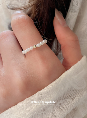 14k真金电镀锆石戒指小众高级感