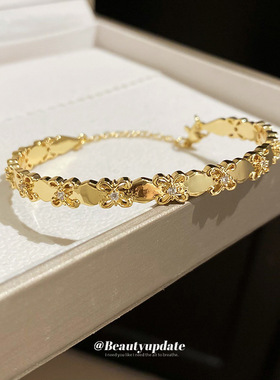 18k真金电镀锆石鸢尾花开口手镯