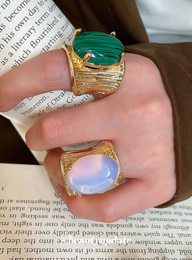 中古vintage椭圆形开口戒指轻奢