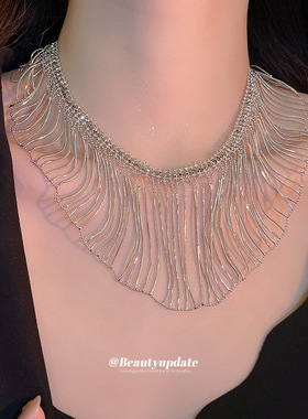 欧美跨境镂空流苏项链个性时尚轻