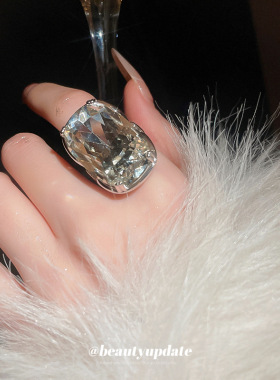 镶钻开张椭圆开口戒指精致超闪名