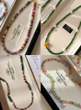 多巴胺天然石珍珠项链民族风复古