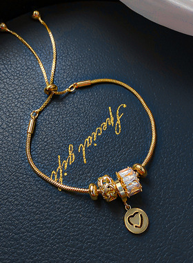 韩国东大门时尚镶钻女爱心手链