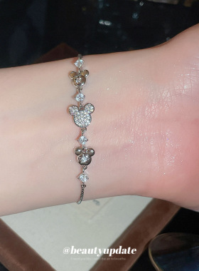 18k真金电镀锆石米老鼠手链卡通