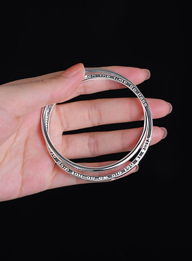 日韩女9999银双环手镯小众设计