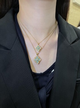 Star Ray布契拉丝歌剧院项链女玫瑰金贝母玛瑙天河石四叶草锁骨链