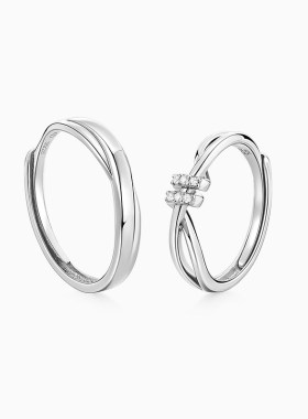 Star Ray爱意交织情侣对戒S925银戒指一对小众设计生日礼物送女友