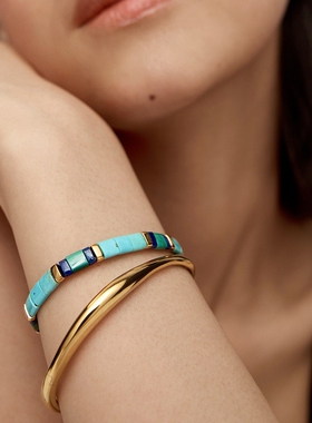 Star Ray小方块彩色宝石手链串珠通勤送女友礼物手串星月彩色条纹