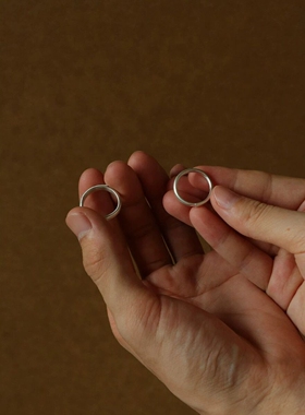 Star Ray「思量」999足银纯银拉丝哑光开口可调节戒指素雅情侣戒