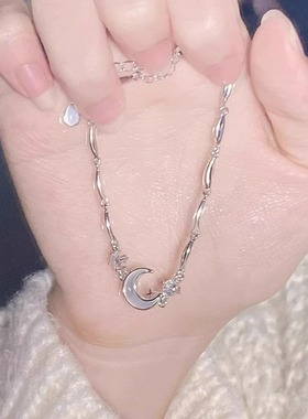 法国999纯银幸运月亮手链七夕节