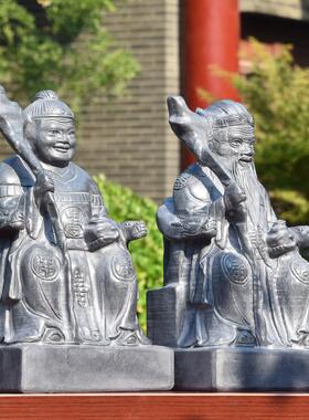 石雕土地公土地婆神像石头青石社公雕塑土地爷土地奶娘土地庙供奉